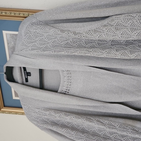 Sparkling Cardigan Cami Sophisticated Career Fall Lagenlook Coastal Metalic 3X - Picture 2 of 11